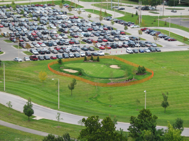 A putting green, closed off.