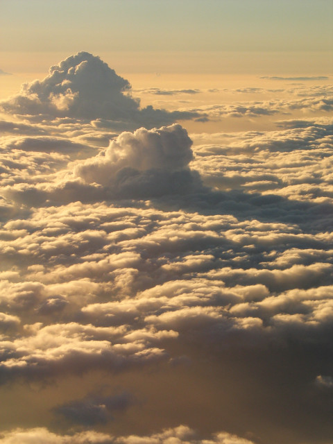 Cloud formation seen from a plane window.