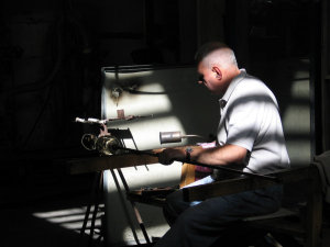 Waterford crystal being made.