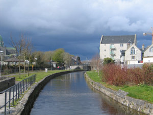 A canal behind downtown Galway.